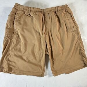 Birddogs Shorts Men's XL Long Khaki Tan Lined Zipper Pockets Athletic Stretch